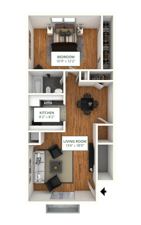 BE 1Bed 1Bath FloorPlan at Atlantic Pointe Apartments, New Jersey, 07716